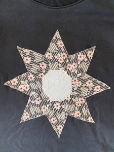 Vintage Floral Star Quilt Block Sweatshirt-medium