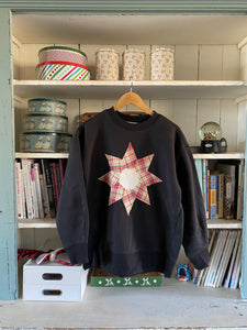Vintage Floral Star Quilt Block Sweatshirt-small