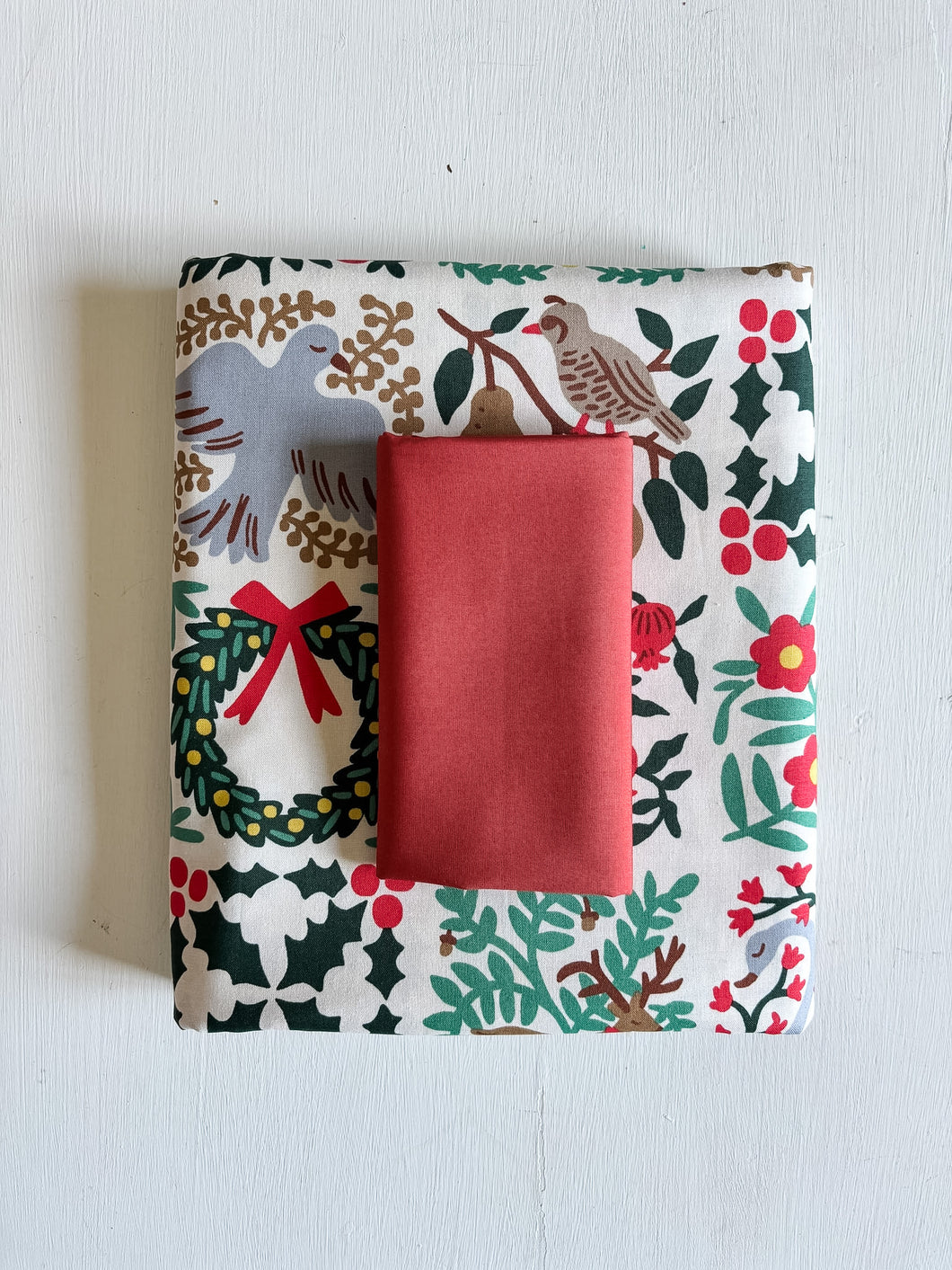 Rifle Paper Christmas Ramona Backing and Binding - Holiday Tapestry & Vintage Red