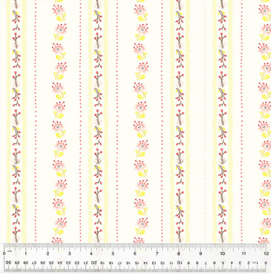 Heather Ross / West Hill / Floral Stripe / Ivory