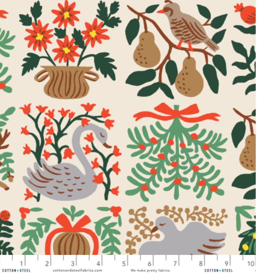 Backing: Rifle Paper Holiday Tapestry in Cream