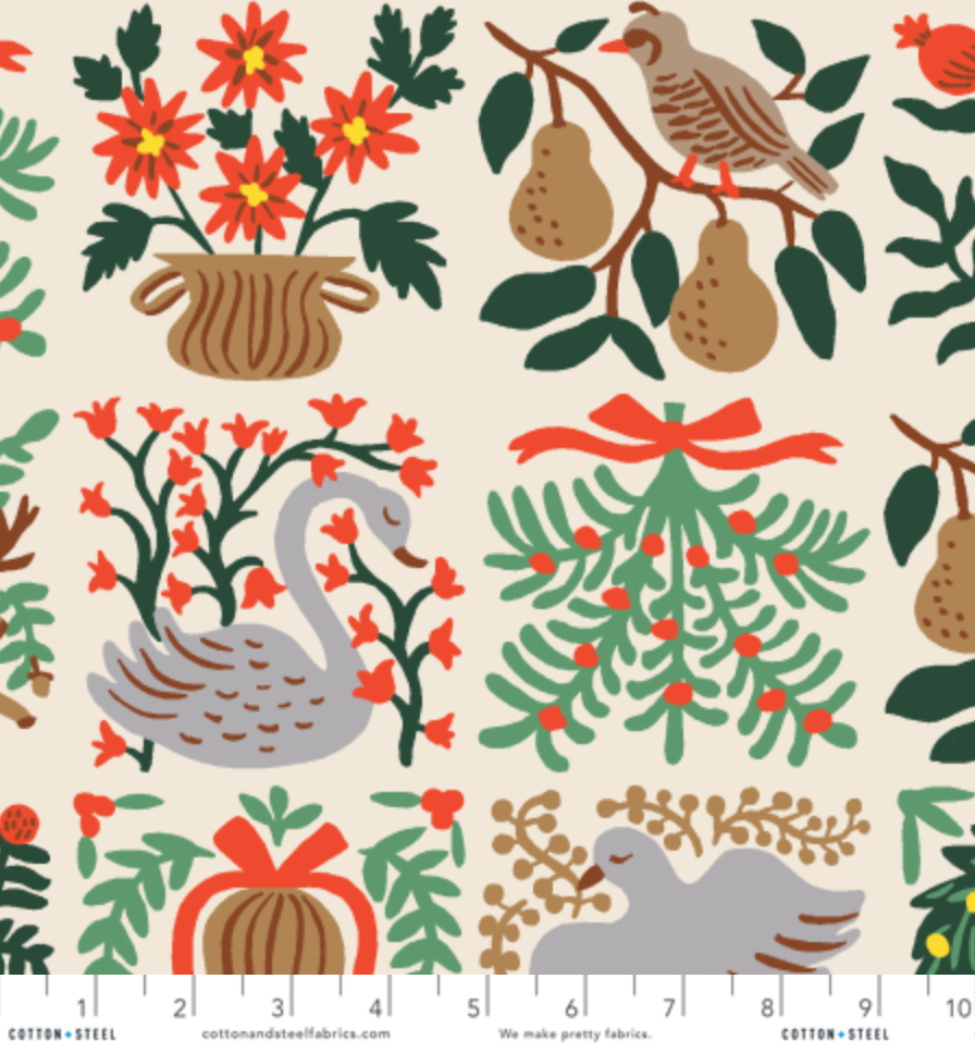 Rifle Paper - Holiday Tapestry in Cream - 1.5 yds