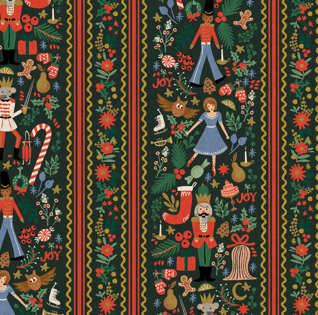 Rifle Paper Co Nutcracker March - Evergreen and Gold Metallic- 34