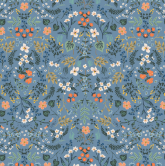Rifle Paper Co Wildwood Blue Metallic- 1.5 yds