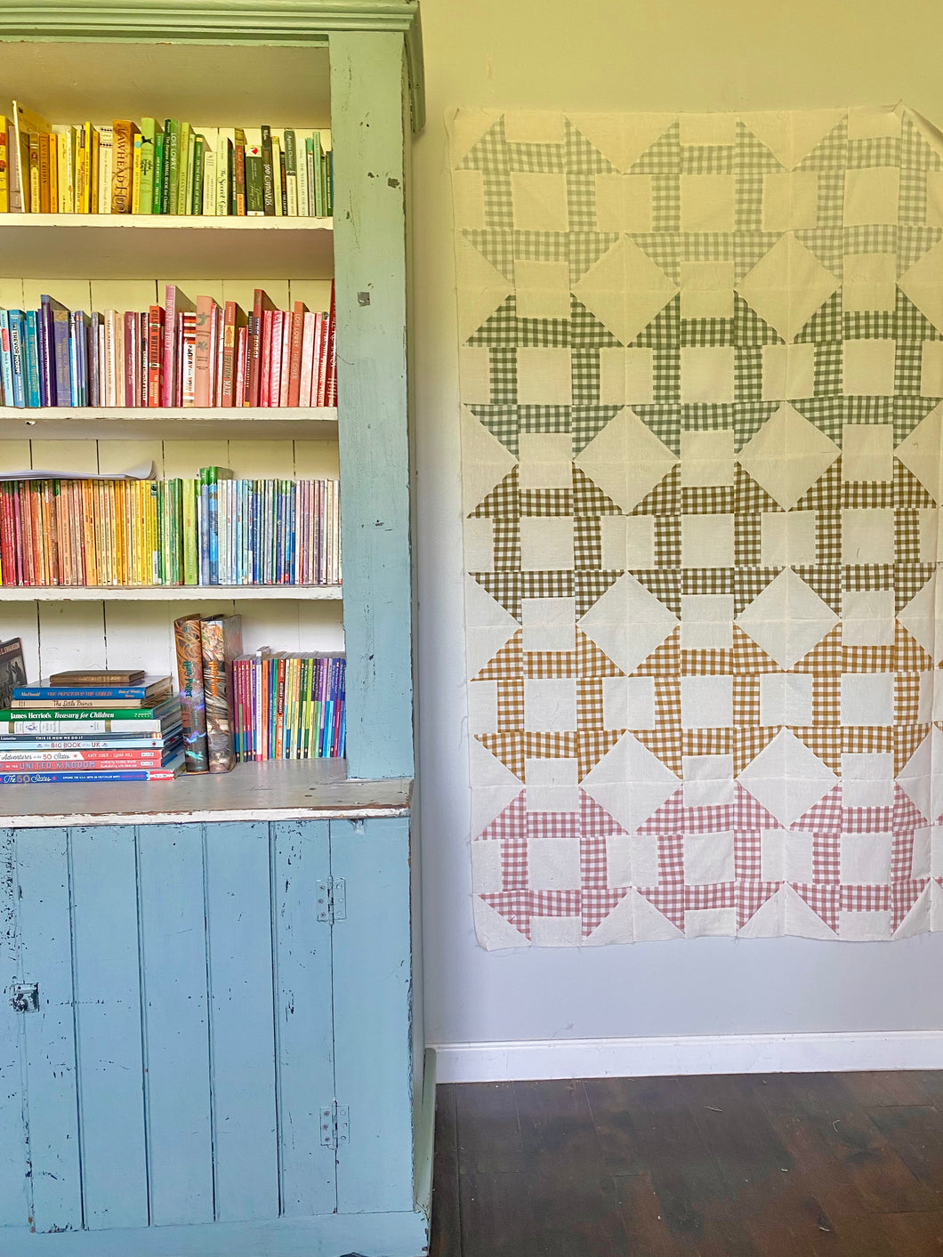 Gingham Churn Dash quilt kit